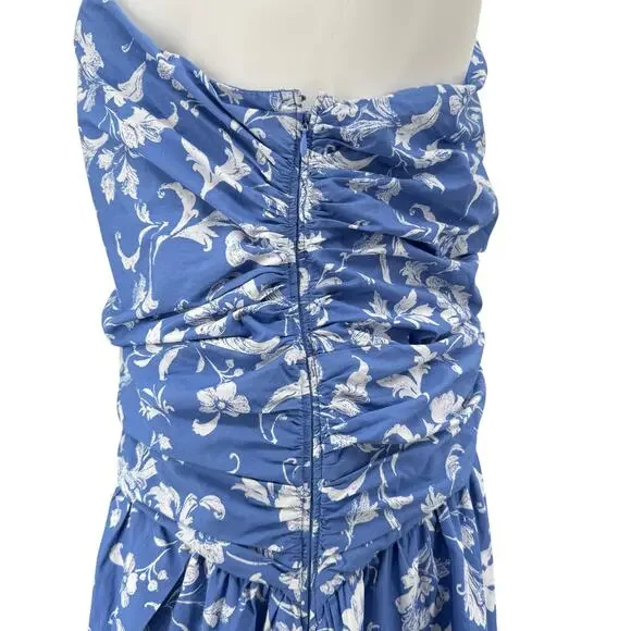 Abercrombie & Fitch Floral Blue White Cut Out One Shoulder Maxi Dress XXLP NEW - Picture 4 of 10